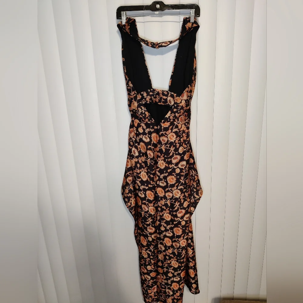 Significant Other Black with Orange Floral Dress Size 4 - Picture 5 of 7